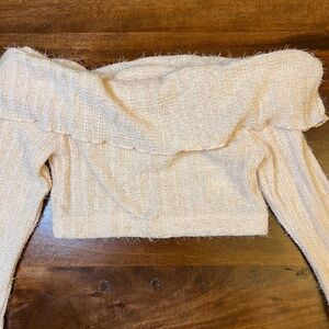 Urban Outfitters Women's Fuzzy Cropped Cowl Neck Sweater Ivory Size XS